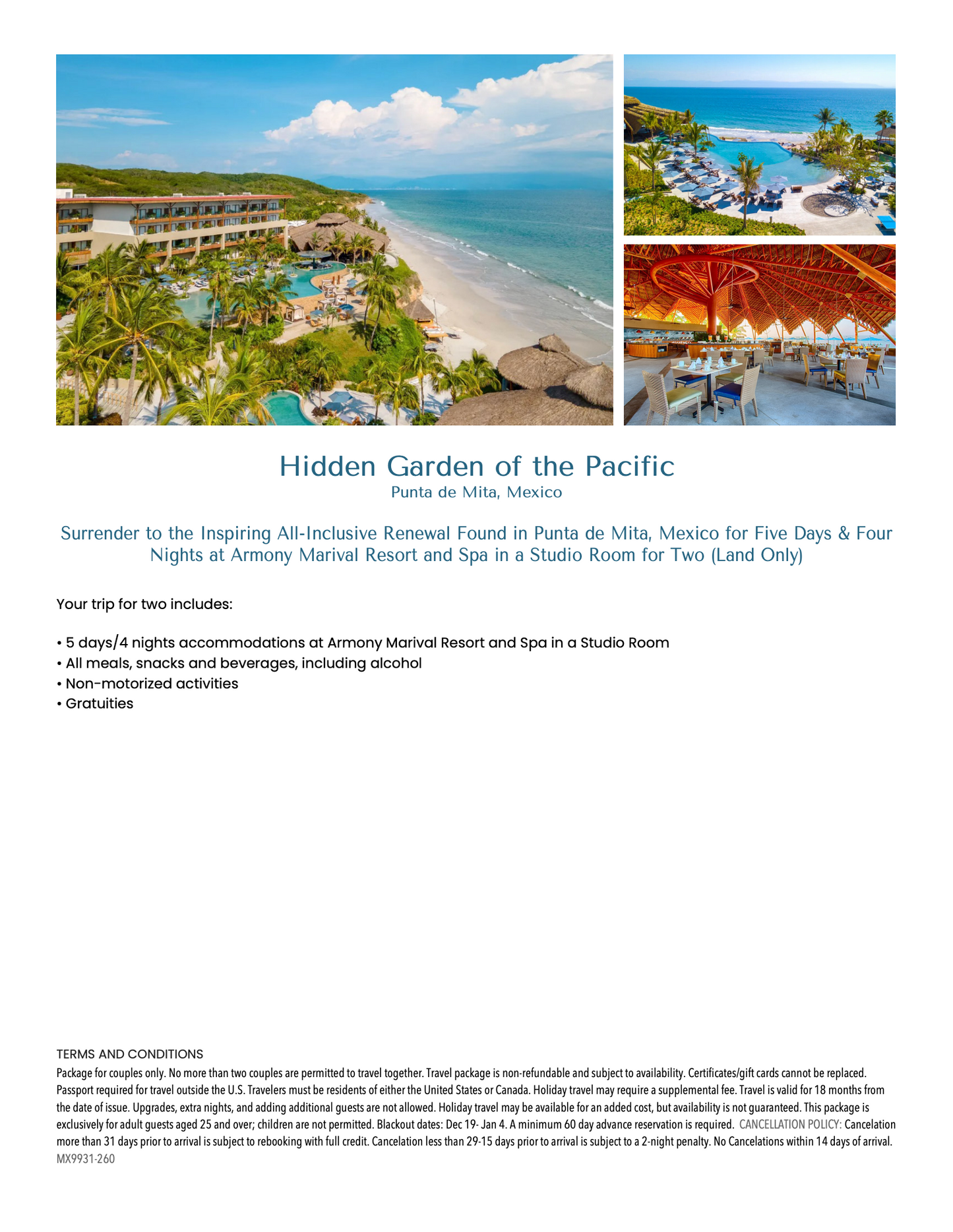 ALL INCLUSIVE - Hidden Garden of the Pacific [5 days/4 nights - Punta de Mita, Mexico]