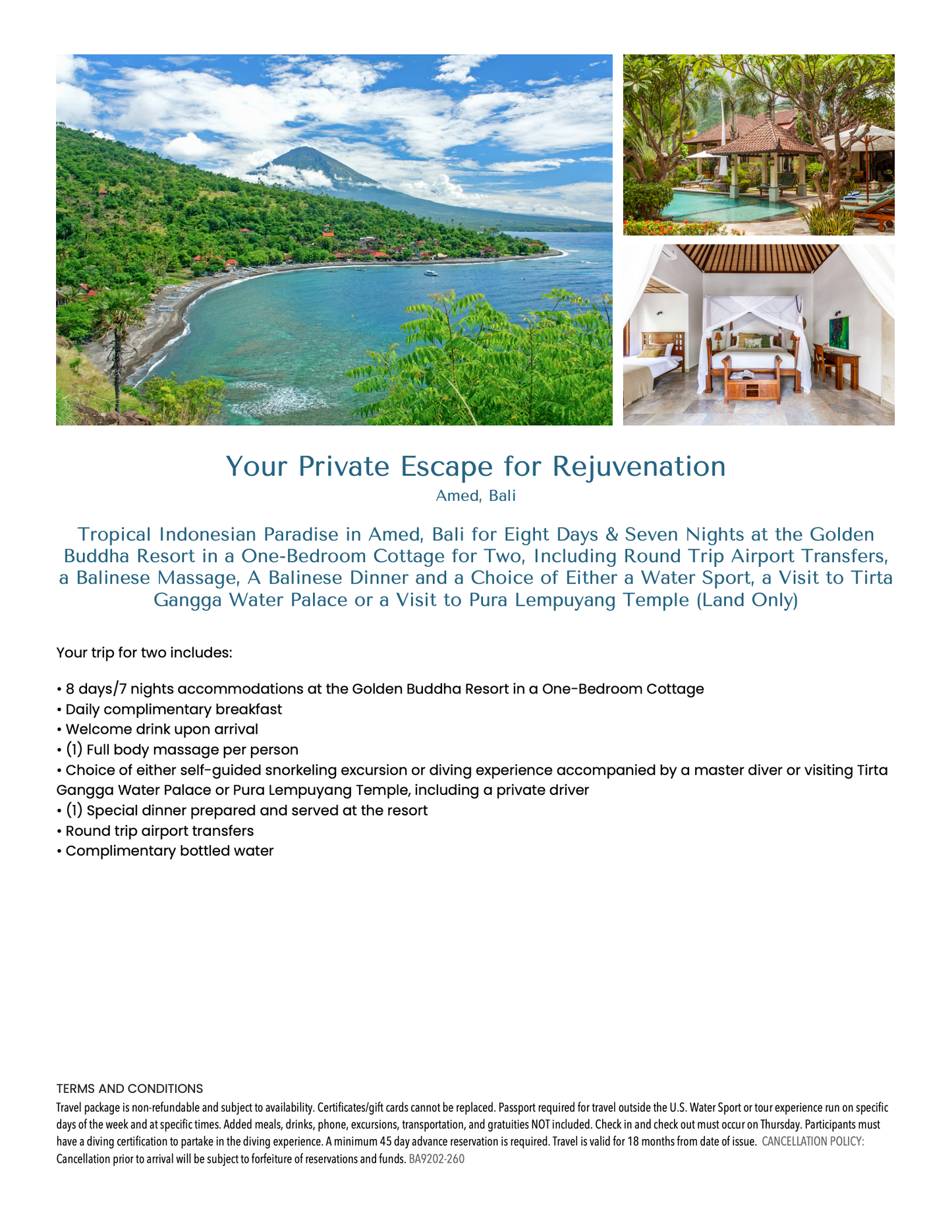 Your Private Escape for Rejuvenation [8 days/7 nights - Amed, Bali]